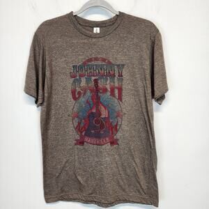 Womens Johnny Cash Nashville Graphic T-Shirt Size M Heather Brown Short Sleeve